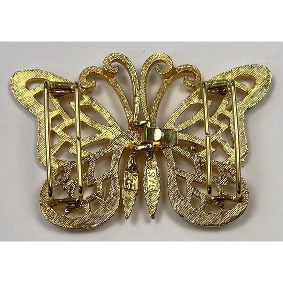 VTG 1976 Mimi Di N Gold Plated Filigree 2pc Interlocking Butterfly BELT BUCKLE - Picture 3 of 5